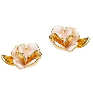 New Lele Sadoughi x The Met 14k-Gold-Plated & Enamel Rose Stud Earrings NWT